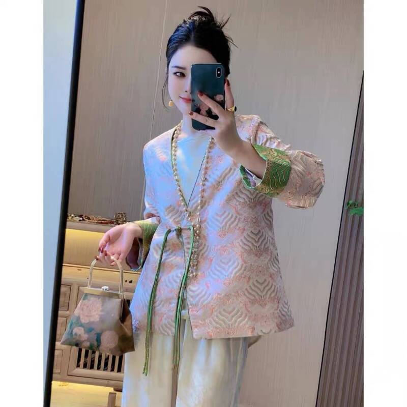 清仓-七彩祥云·国风新中式秋季流苏盘扣外套女装1183-园园