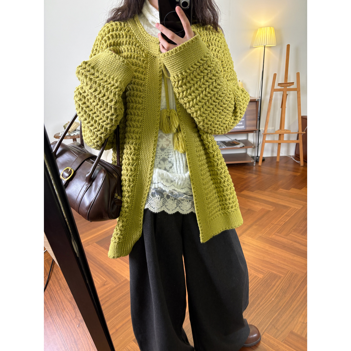 慵懒高级大版流苏毛衣外套女韩版秋冬宽松百搭显白加厚针织开衫潮