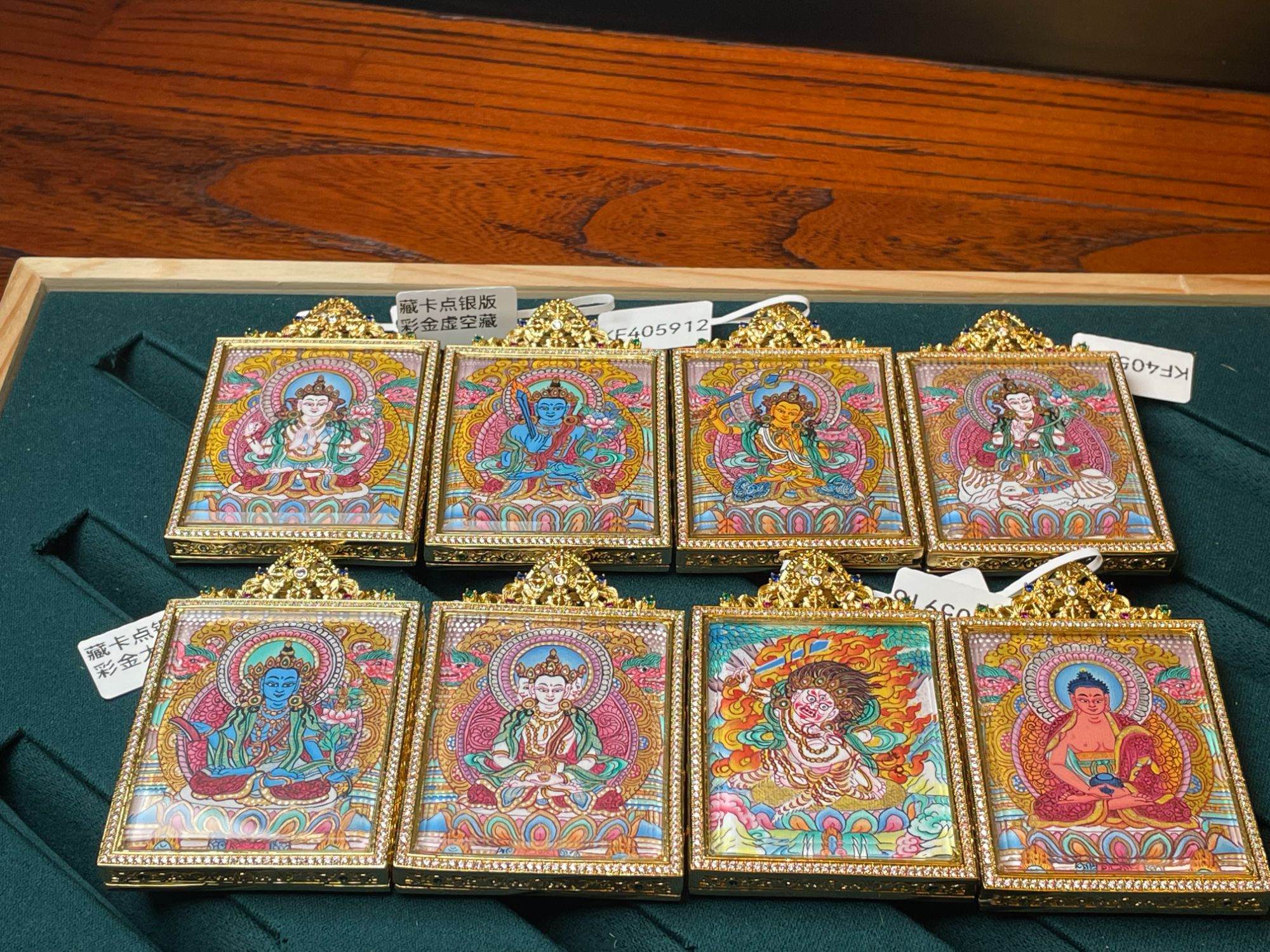 藏卡点银彩金版八大 纯手绘唐卡