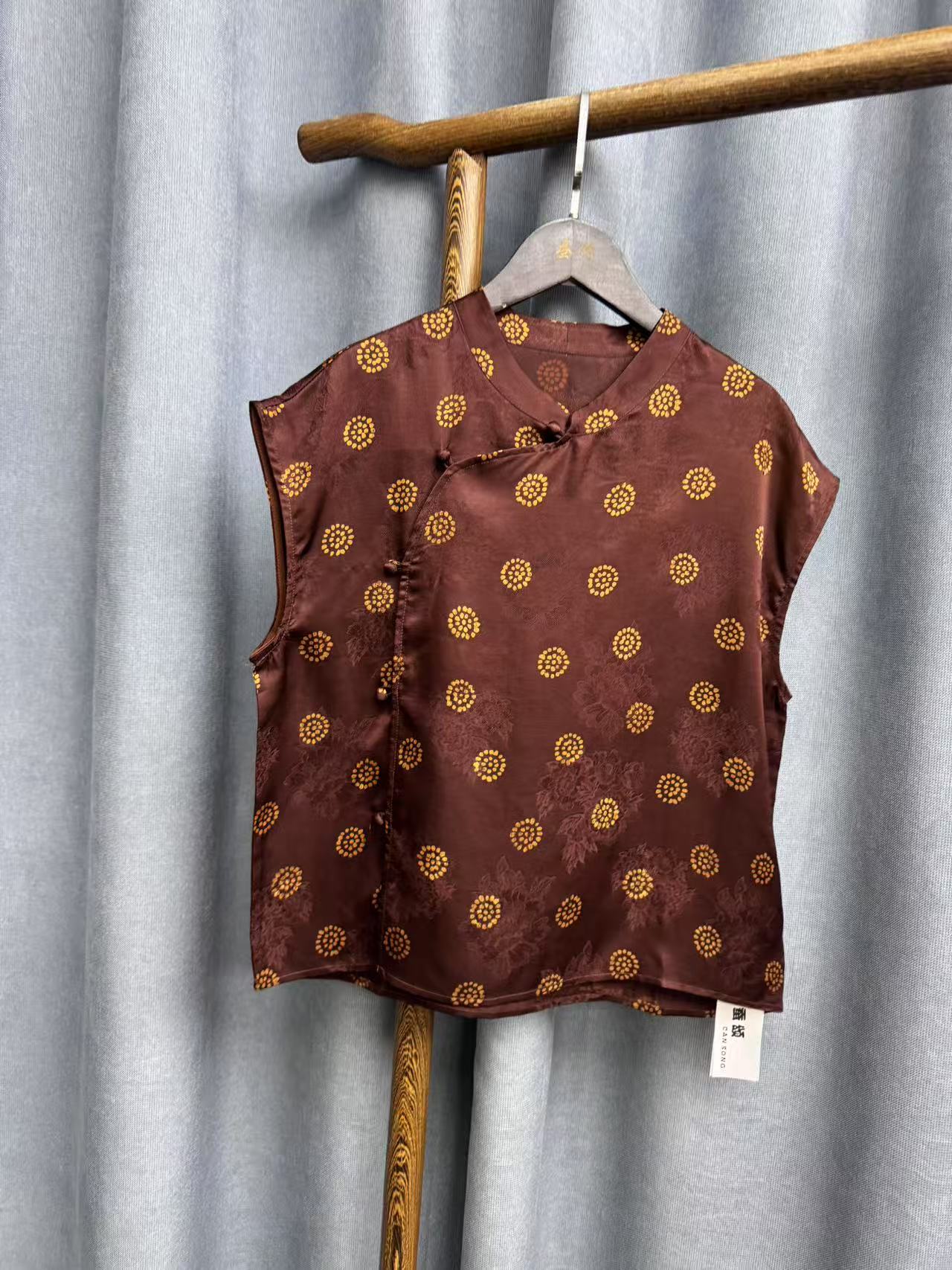 （瑕疵）夏季新款时尚简约新中式桑蚕丝奥黛上衣女Y205