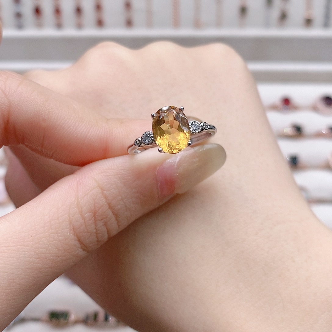 水晶戒指银S925镶嵌开口