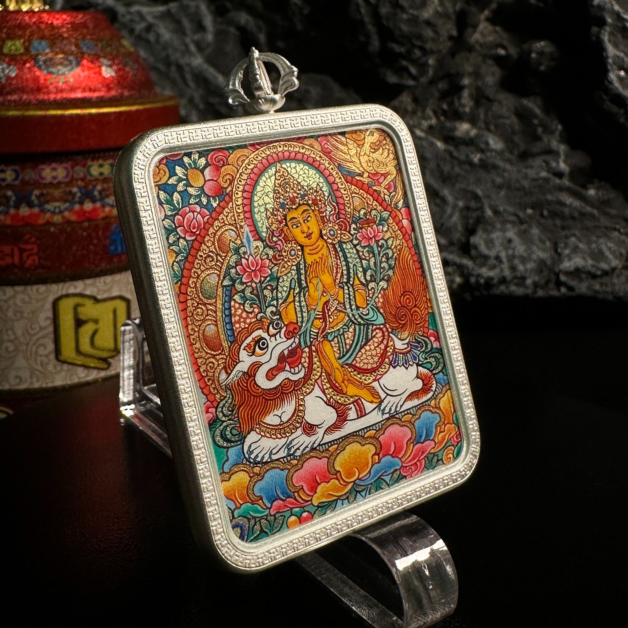 热贡纯手绘天然矿料唐卡 文殊 普华东智作品