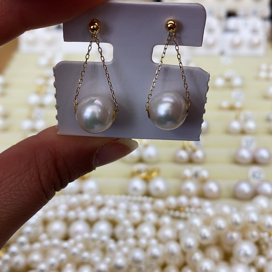 淡水珍珠耳饰18K金镶嵌
