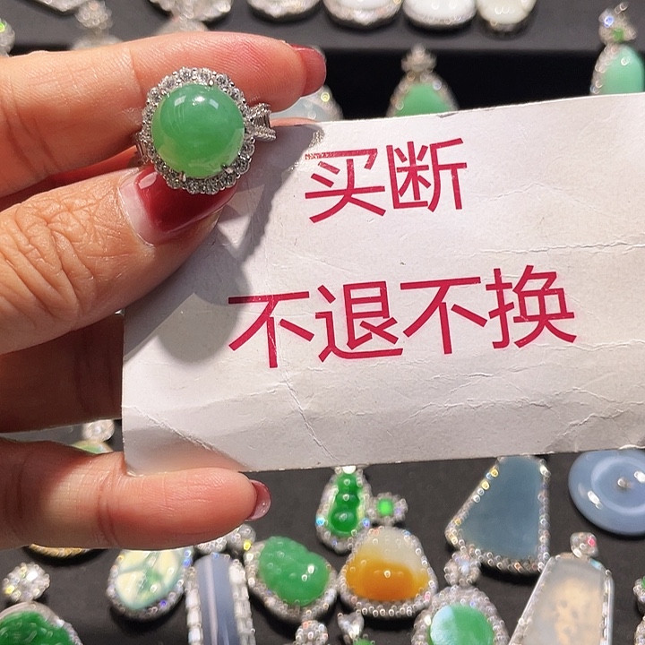 佳***呀翡翠银S925镶嵌颈饰