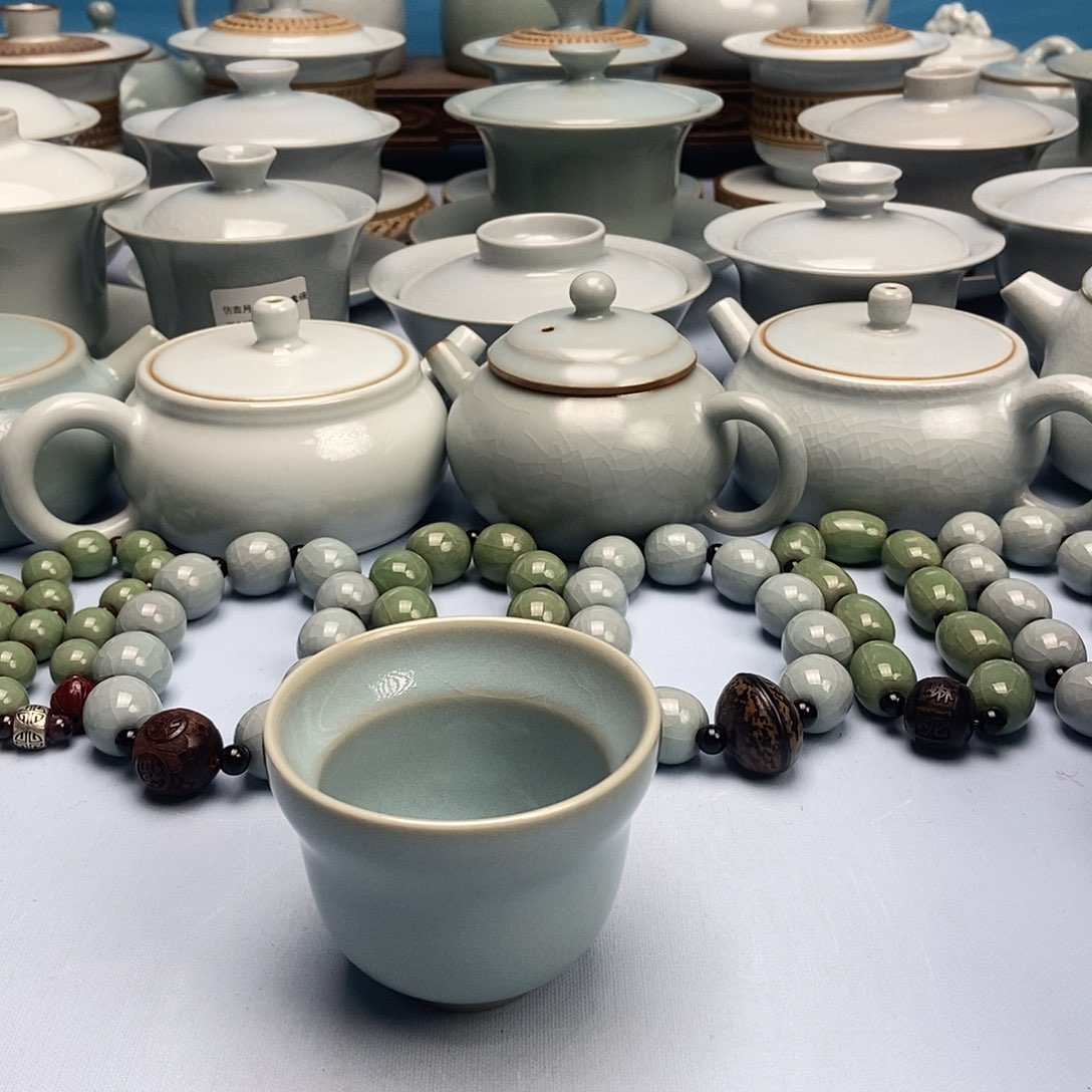 杯微瑕天青微蓝釉福禄杯原矿原釉原产地