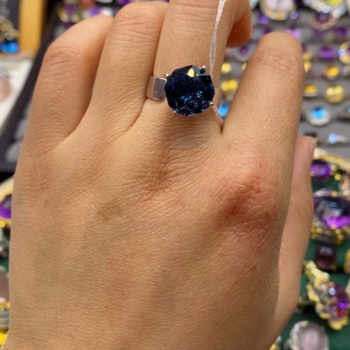 托帕石戒指银S925镶嵌天然托帕石戒指