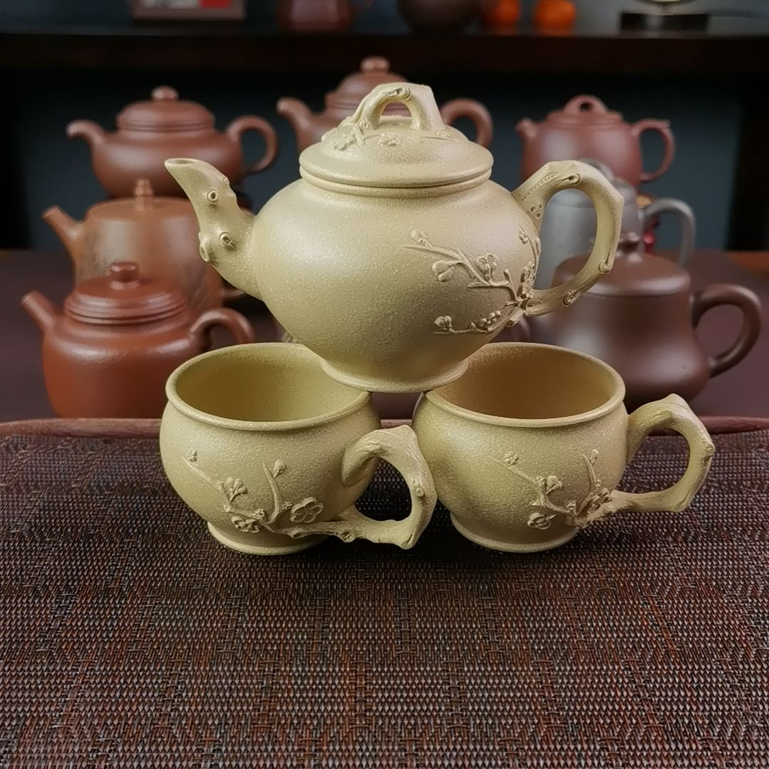 紫砂茶壶黄龙山本山绿梅报春200CC一壶二杯
