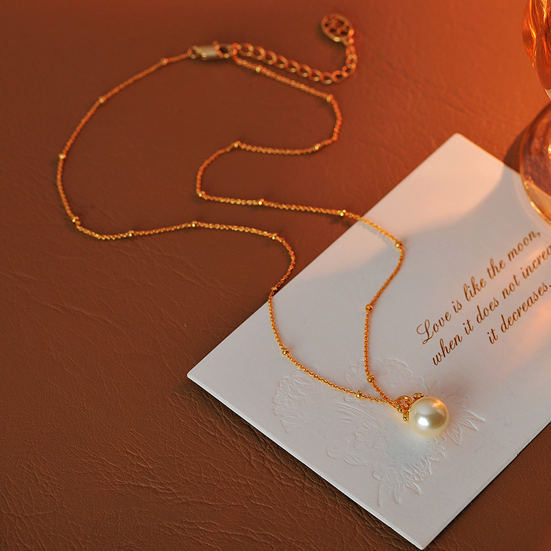 天然淡水花朵珍珠项链女时尚百搭小众锆石吊坠D10114