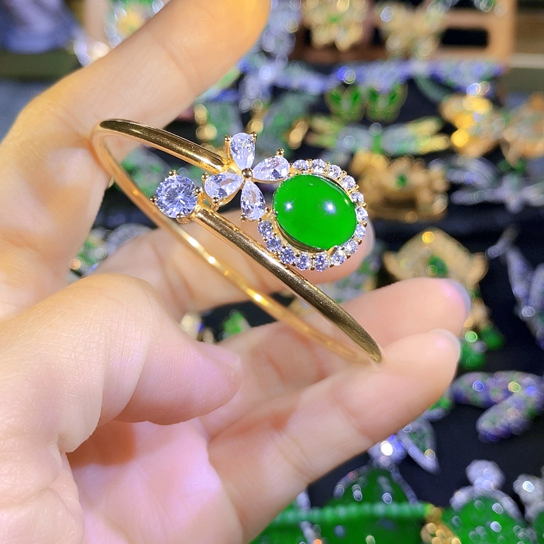 吊坠(不含链)银S925镶嵌翡翠