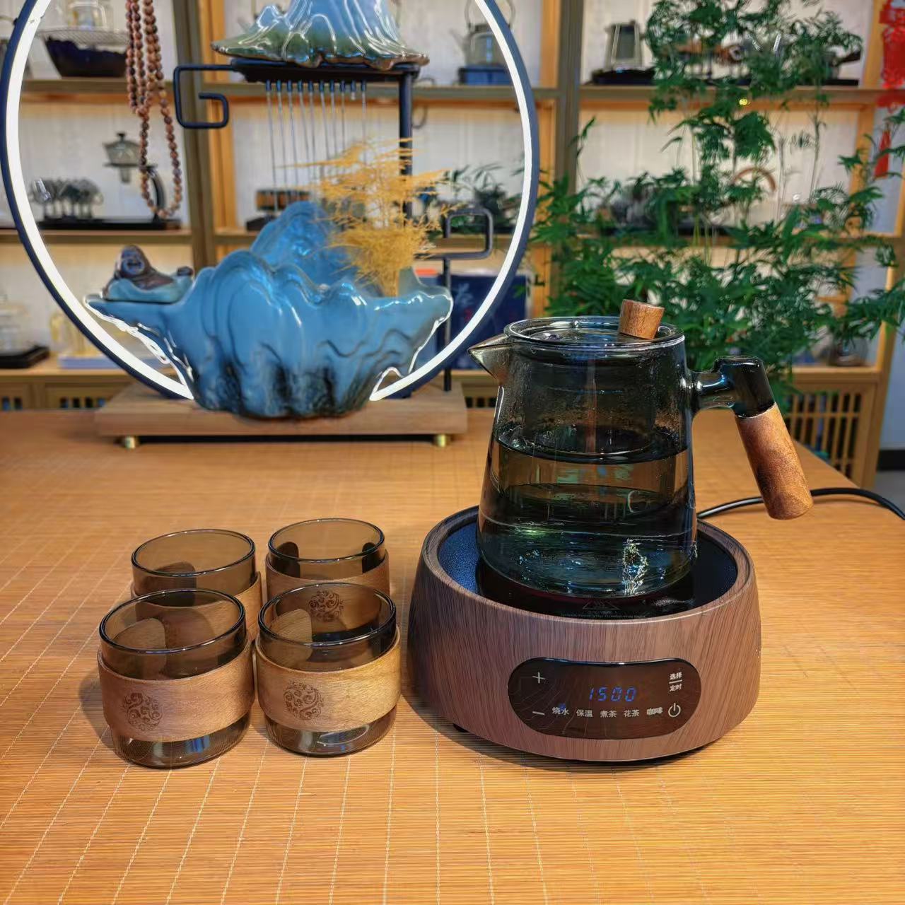 洛洋电陶炉小茶壶套装茶杯烧水保温煮茶小型炉子玻璃茶壶喝茶套装