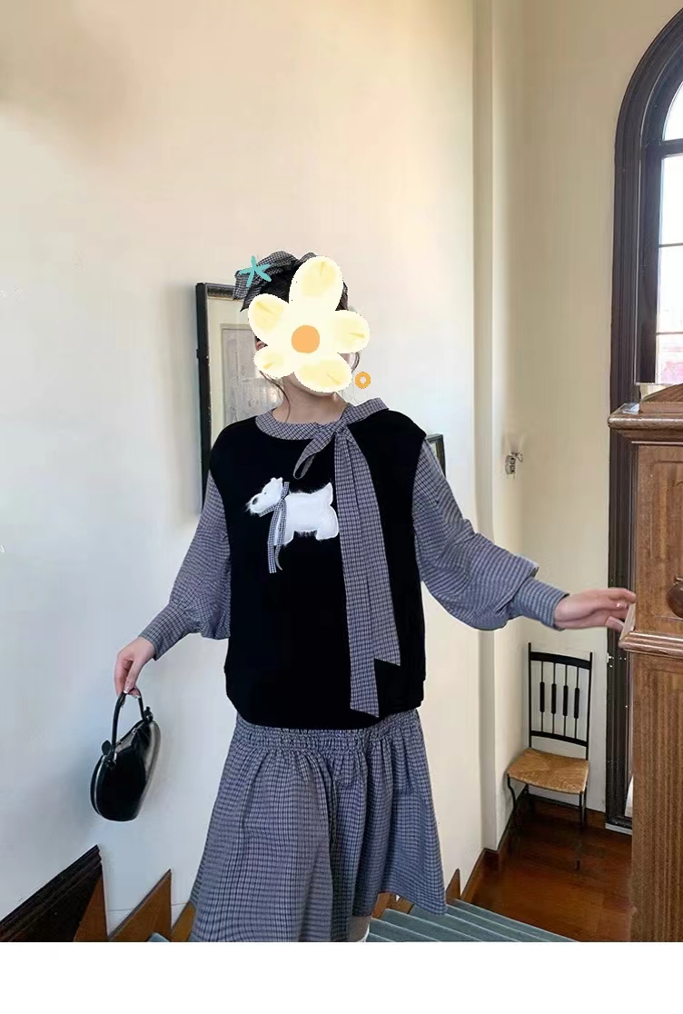 胖mm酷黑西高地宽松裙子秋季假两件大码遮胯连衣裙女