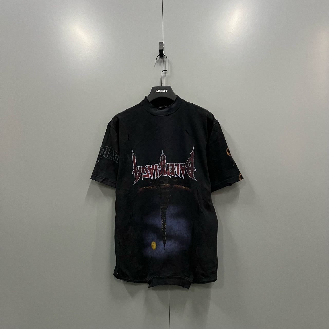 99新 Balenciaga/巴黎世家 黑色倒置图案印花短袖 1码