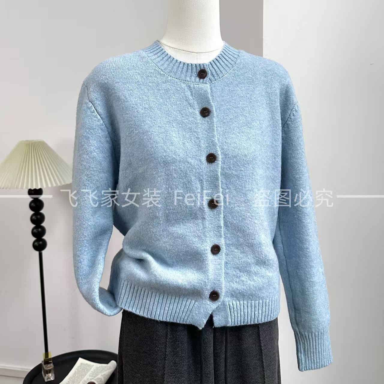 飞飞家～欧洲站订单！超软糯！开衫！螺纹收边#针织毛衣高级感女T109