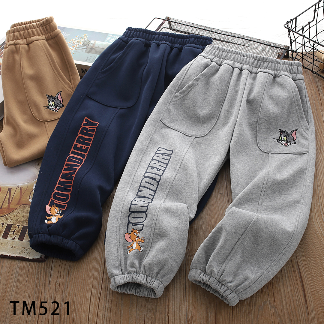 TM521卡通刺绣拼接儿童长裤