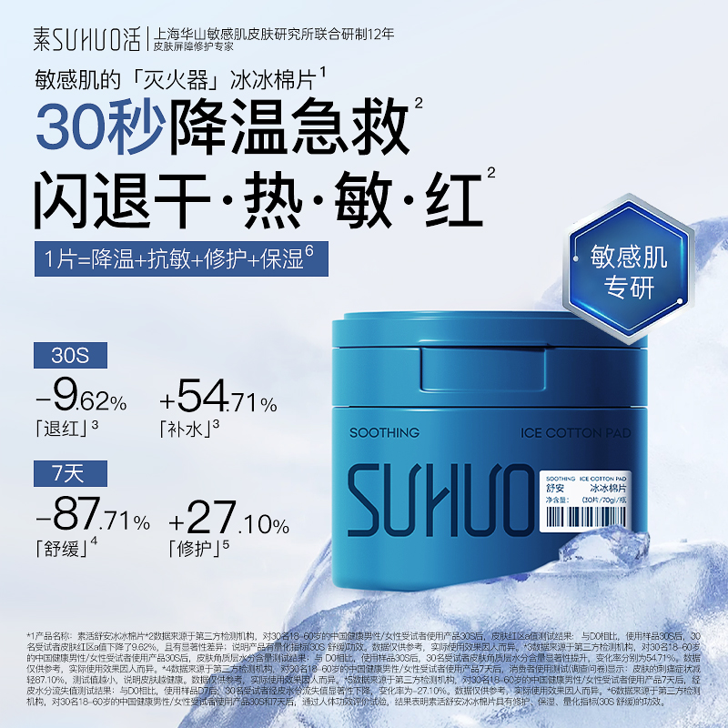 上海华山皮肤研究所素活冰冰棉片救急舒缓痒热晒后退红修护敏感肌