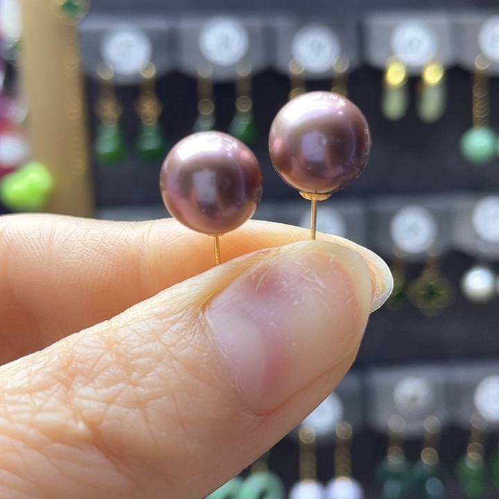 18K金镶嵌淡水珍珠耳饰耳饰