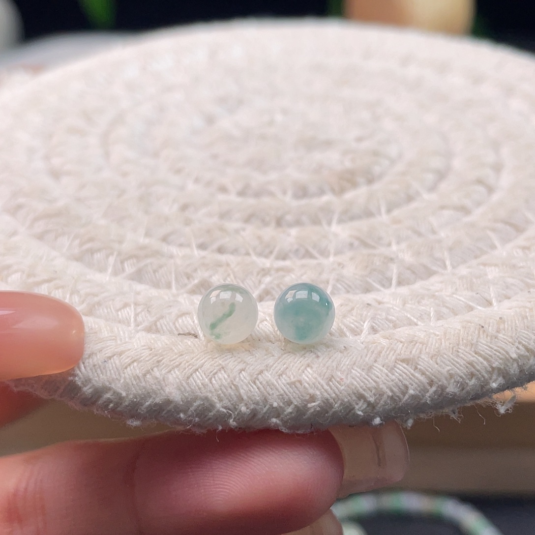 定制翡翠未镶嵌天然缅甸翡翠a货飘花一对6.5