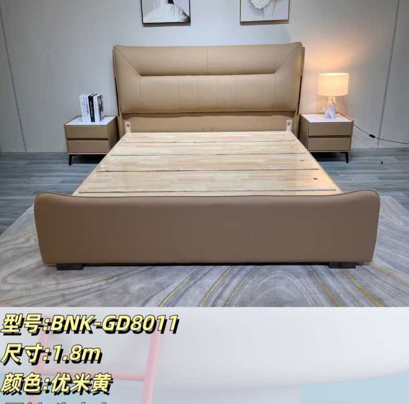 时尚意式极简水洗储物皮艺床中式大床双人床主卧