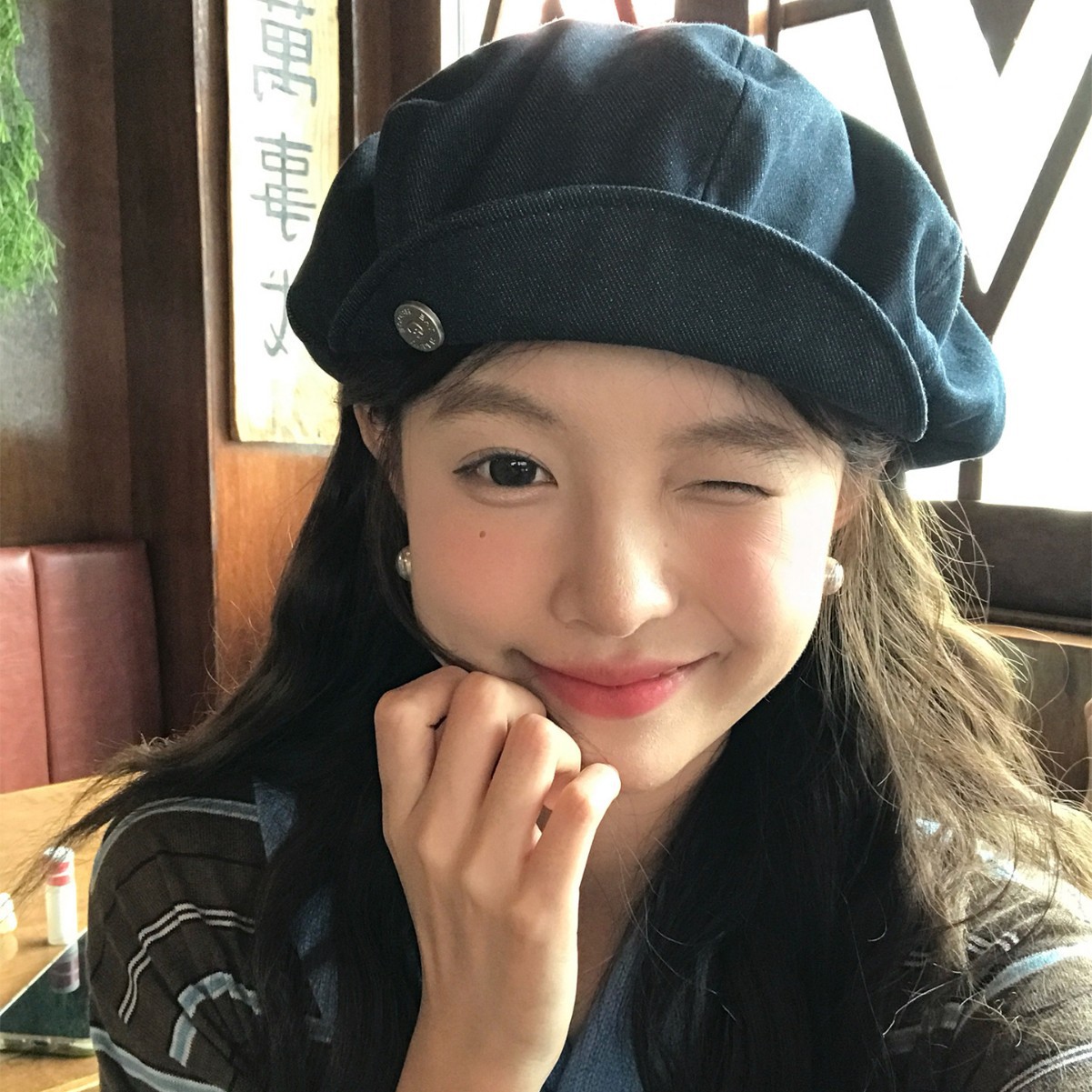 小众高级感翻檐云朵帽女秋冬保暖气质报童帽网红潮牌短檐贝雷帽