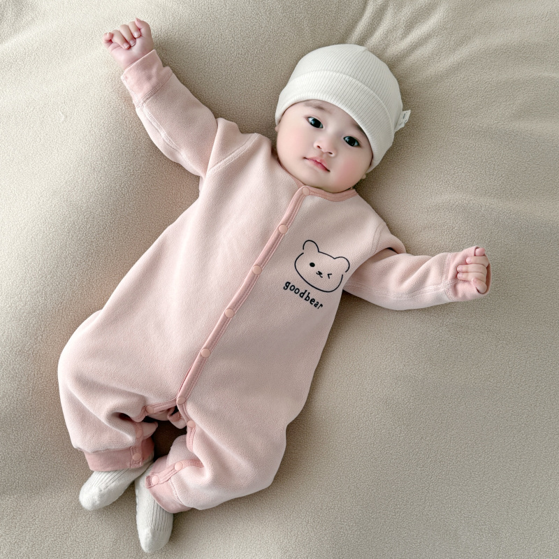 冬季春秋A类秋冬长爬爬服哈衣加绒家居服女宝长袖网红婴儿衣服