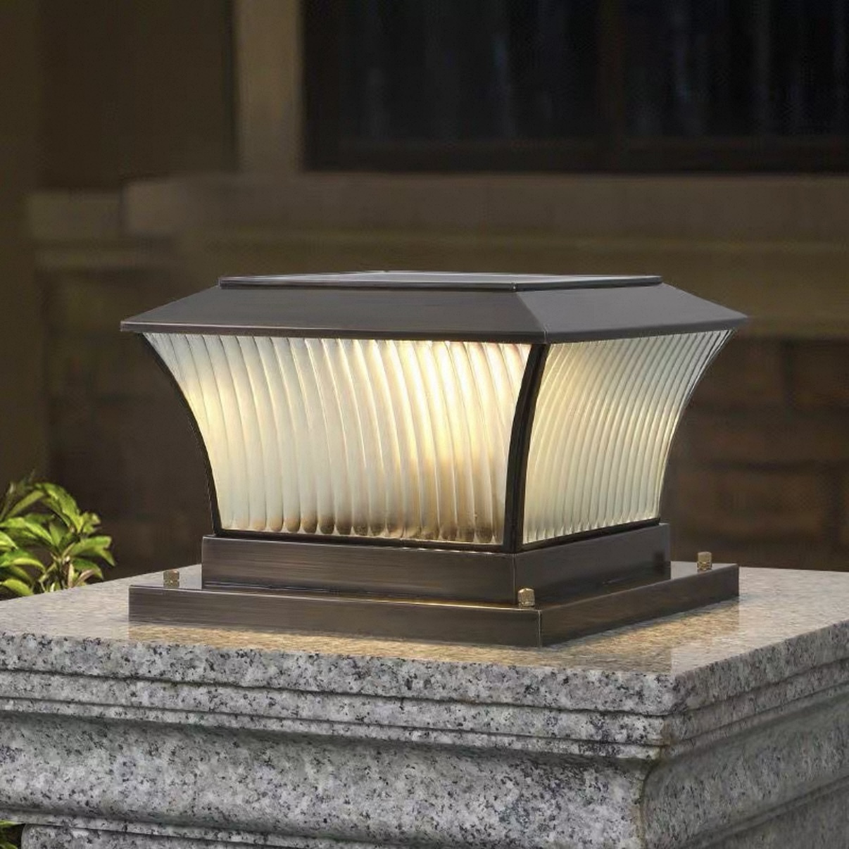 全铜柱头灯新款门柱灯户外防水太阳能大门立柱灯围墙露台大门两侧