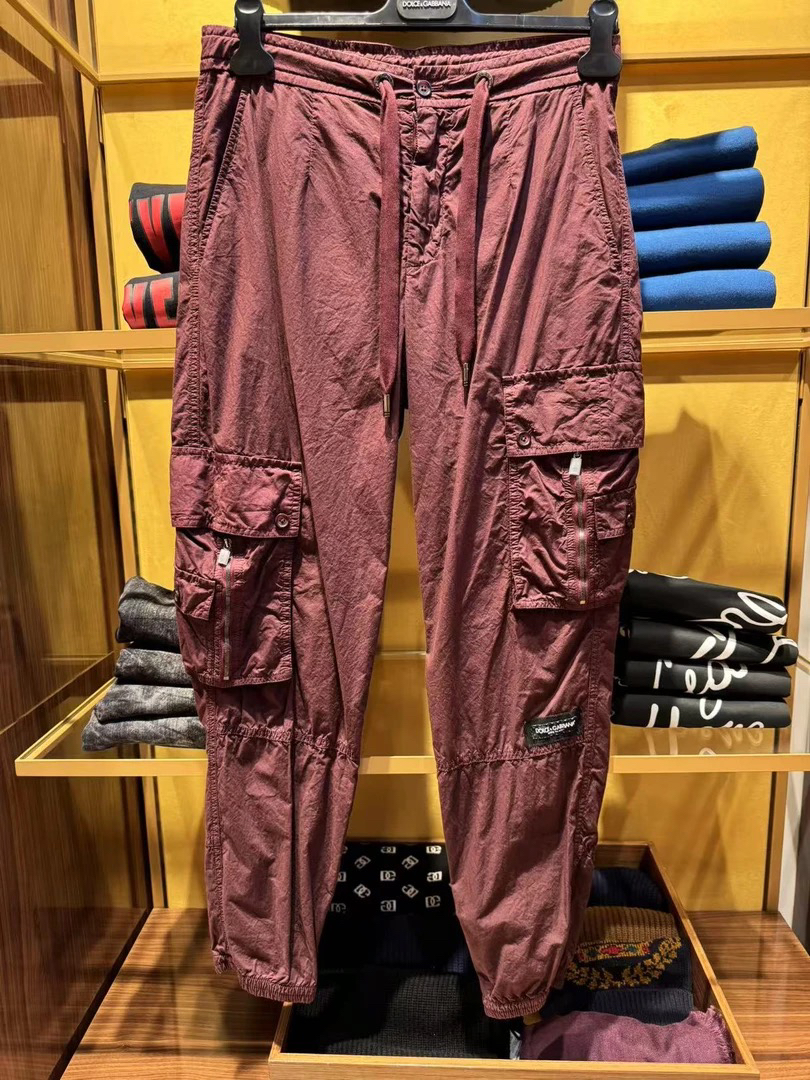 （可可在米兰）D…G折扣款 波尔多红夏季薄款工装裤