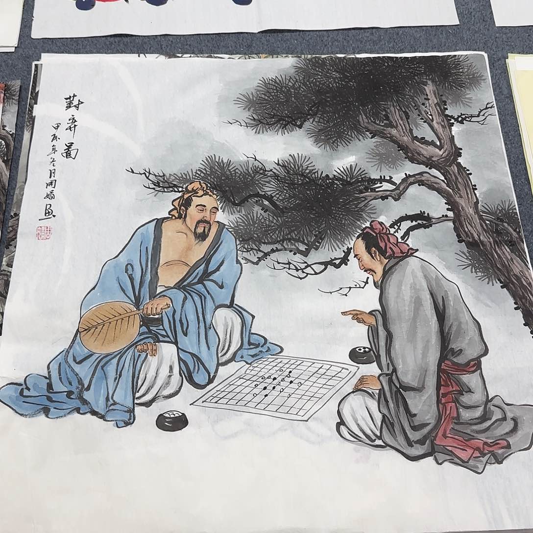 国画尺寸70X70手绘作品 