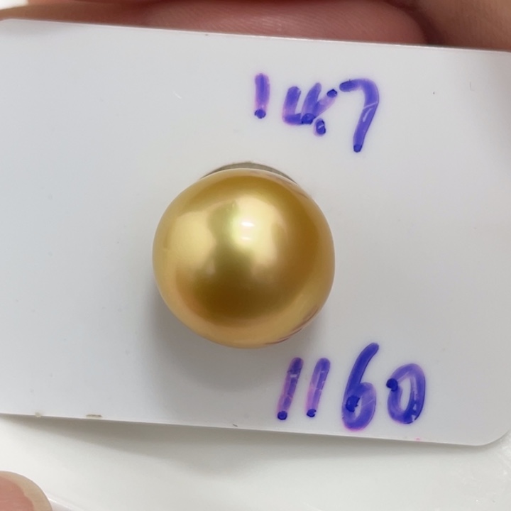 海水珍珠裸珠14.7mm浓茶炫彩金珠