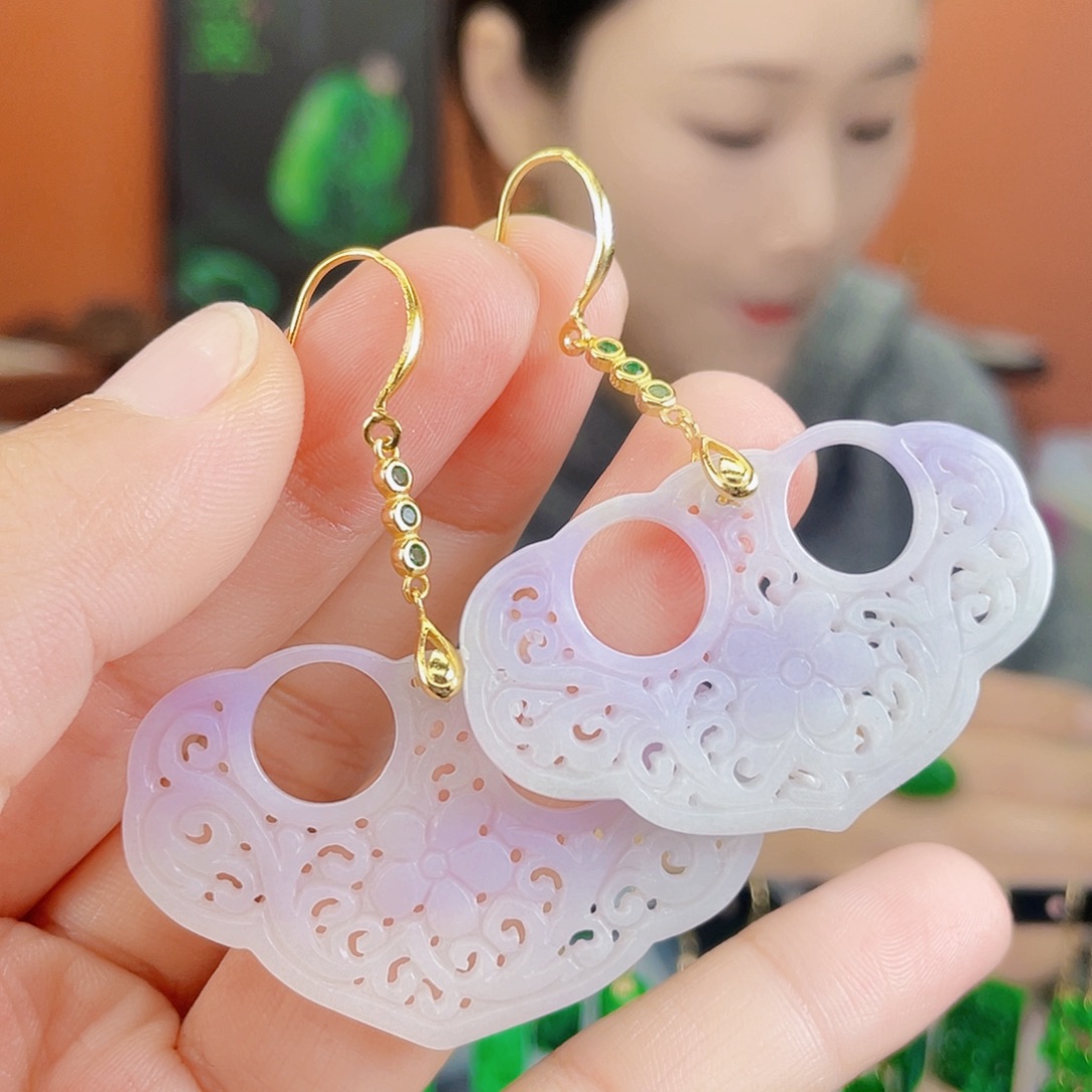 翡翠银S925镶嵌耳饰