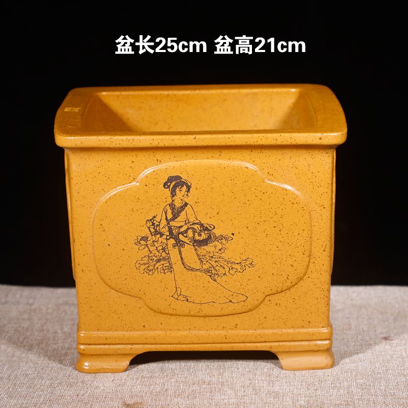紫砂四方大口径花盆适用于种树蝴蝶兰发财树等盆景