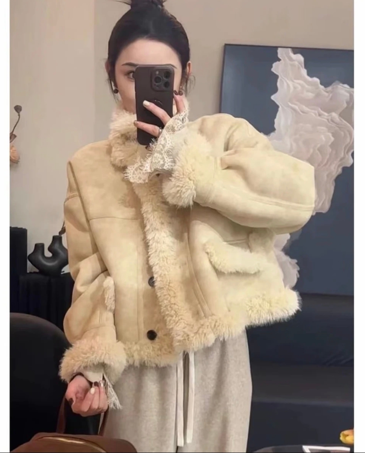 毛毛外套冬季女新款韩系超好看保暖小个子加厚皮毛一体外套