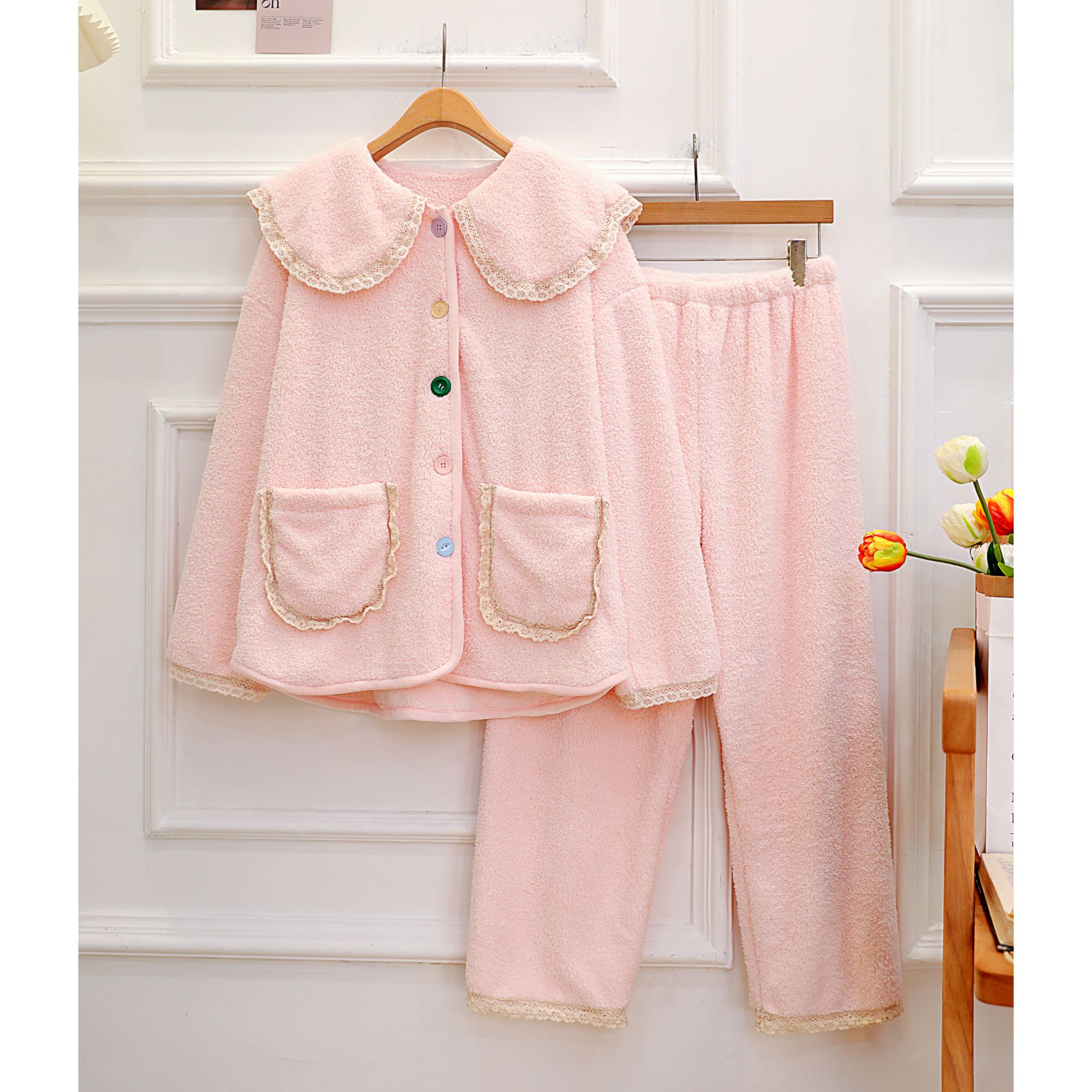 半边绒加厚冬款女2025新款加绒睡衣保暖甜美显白公主风家居服套装