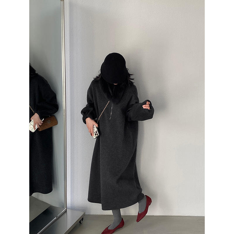 松弛感老钱高智韩系背排扣前后两穿羊毛外套/连衣裙27231