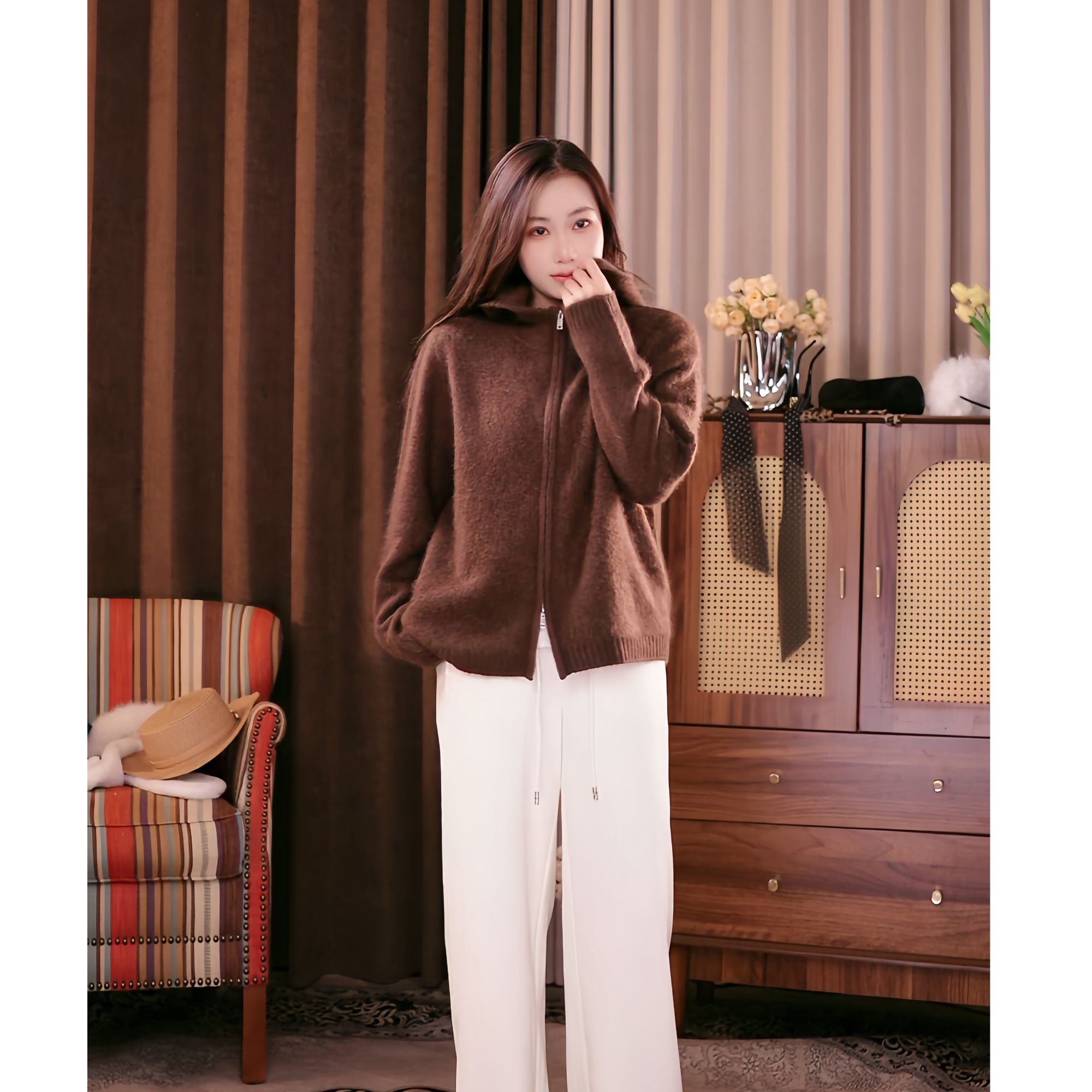 【四重奏】#山羊绒拉毛#花纱拉绒 无缝一体针织衫 重磅羊绒衫