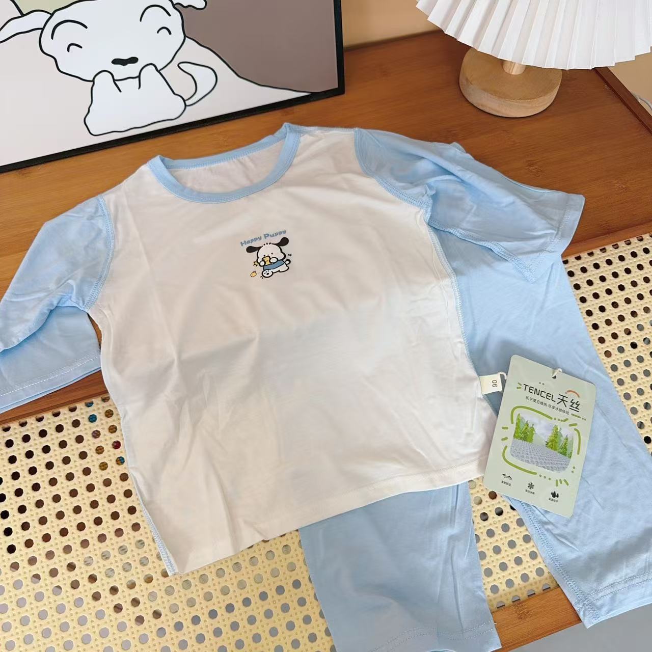 儿童夏季T丝莫代尔净版七分袖空调服套装（实物以直播间讲解为准）