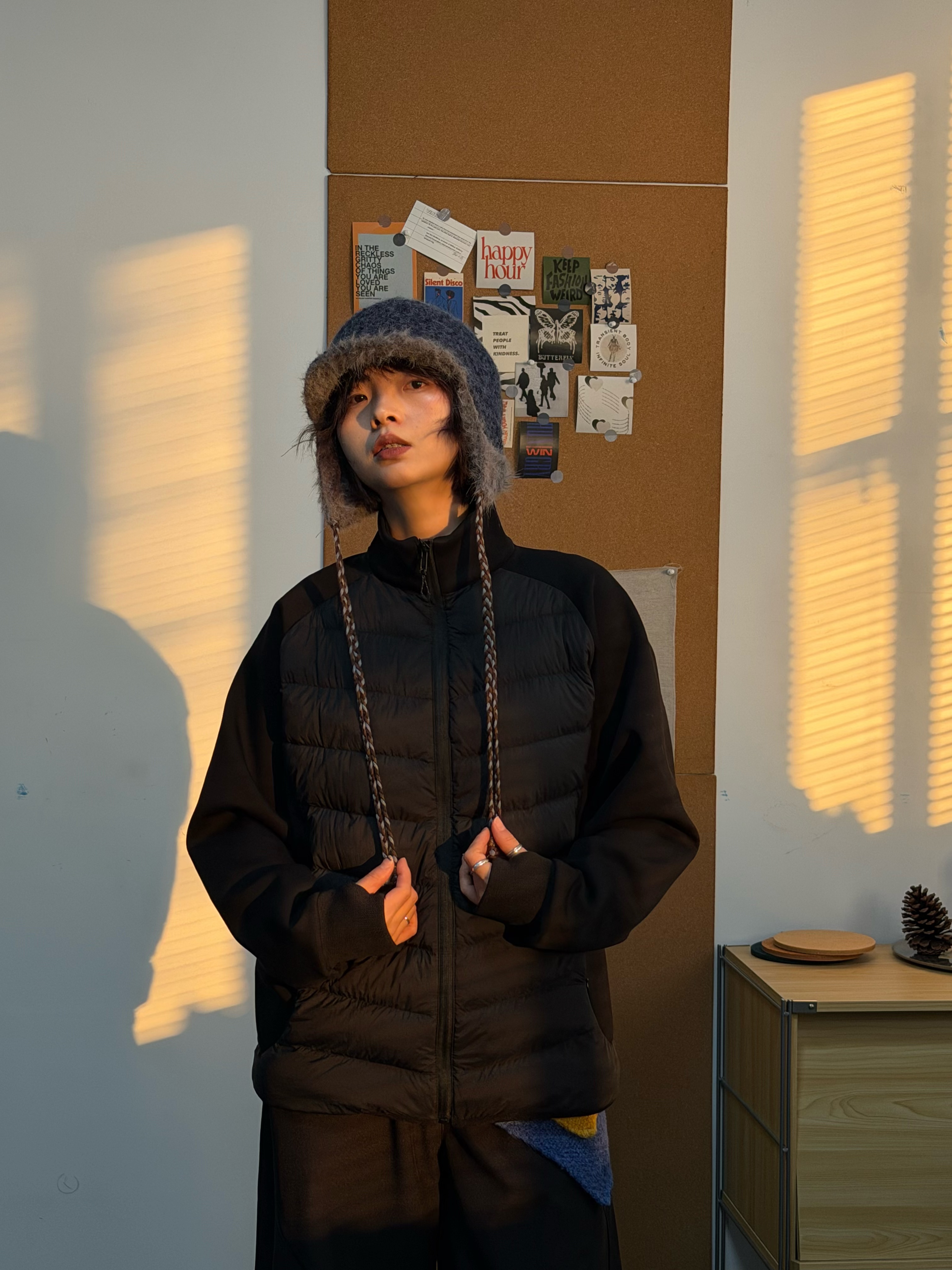 排骨羽绒服男女冬季潮牌针织拼接情侣保暖羽绒内胆厚外套 82611