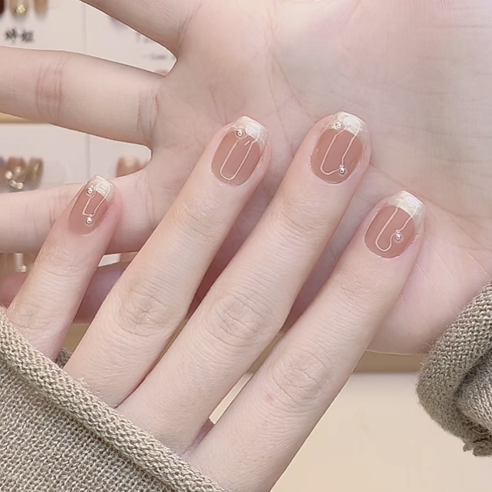 【人鱼泡泡】原创晕染生机绿色带钻法式 纯手工穿戴甲