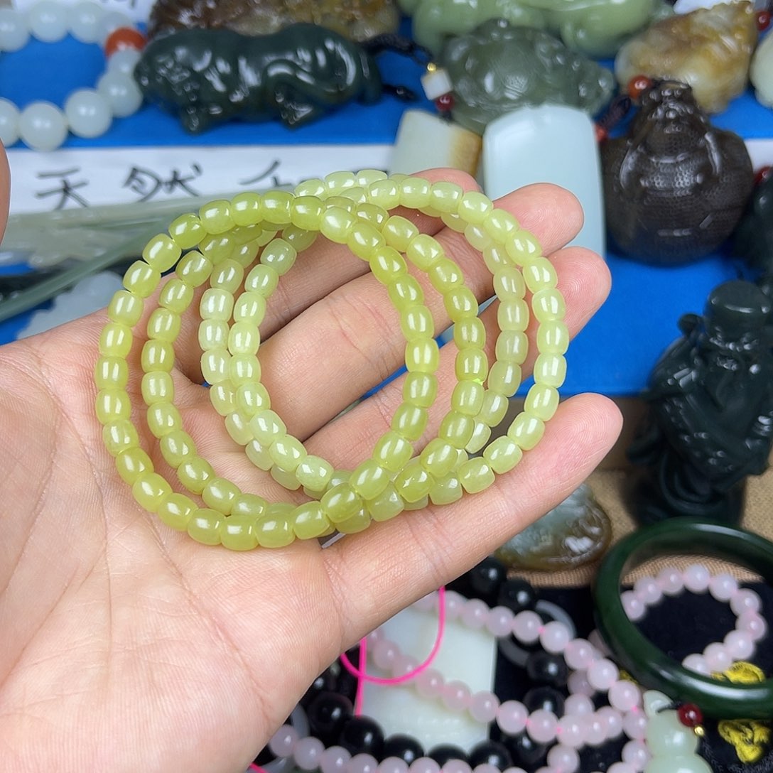 和田玉未镶嵌颈饰若羌黄玉6毫米直切新疆和田玉多样性发货发一条