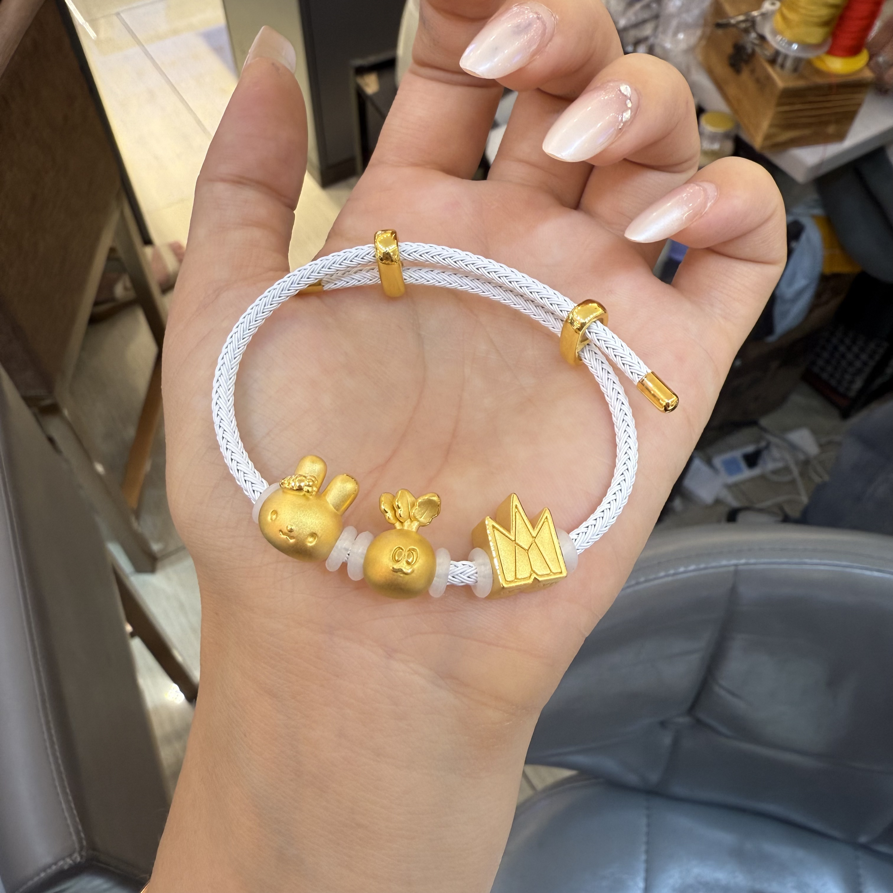 足金999五月天卜卜胡萝卜萌兔转运珠3D硬金适合送女友