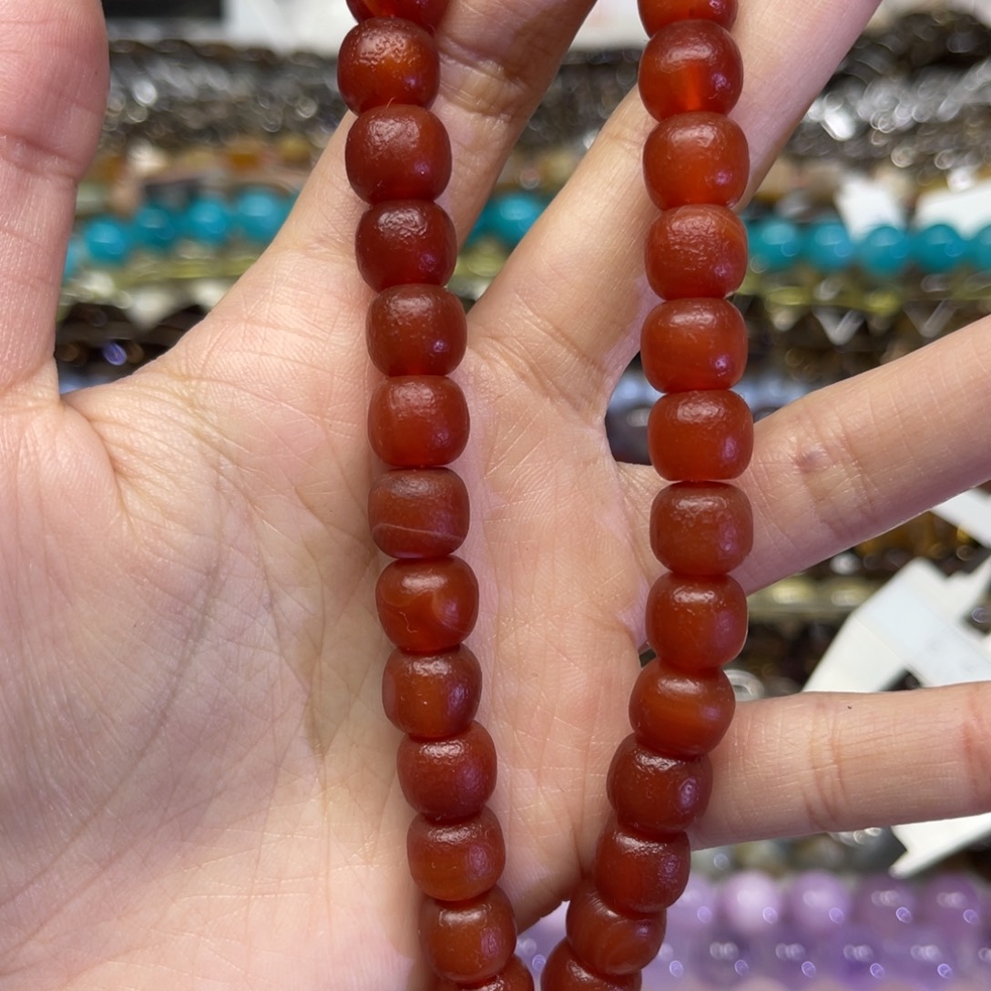 玛瑙/玉髓散珠天然老玛瑙卡10.4长条38厘米