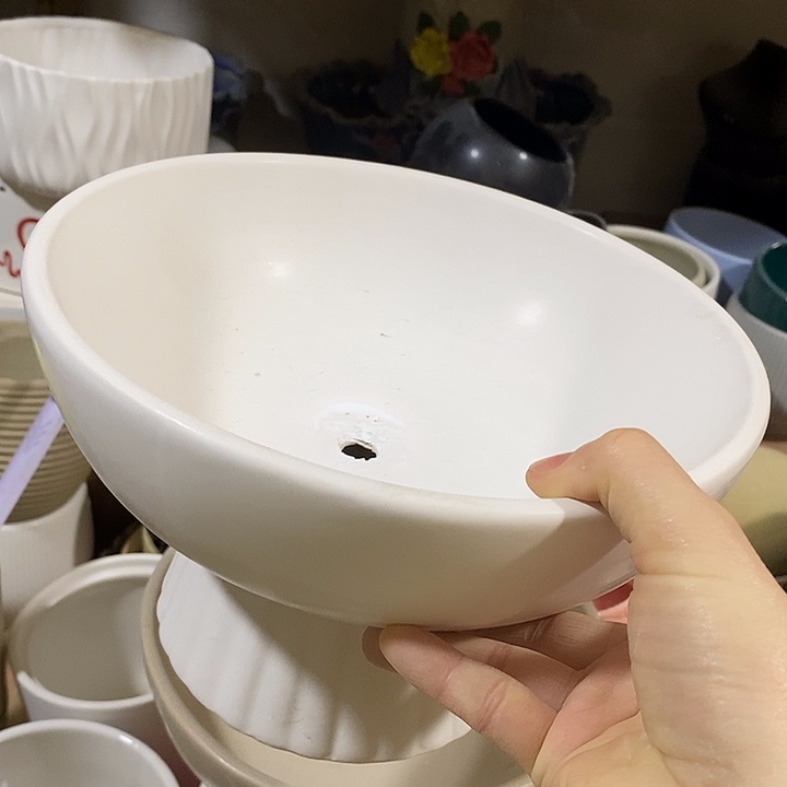 陶盆有孔 瑕疵针孔漏釉介意勿拍外口 22外高14