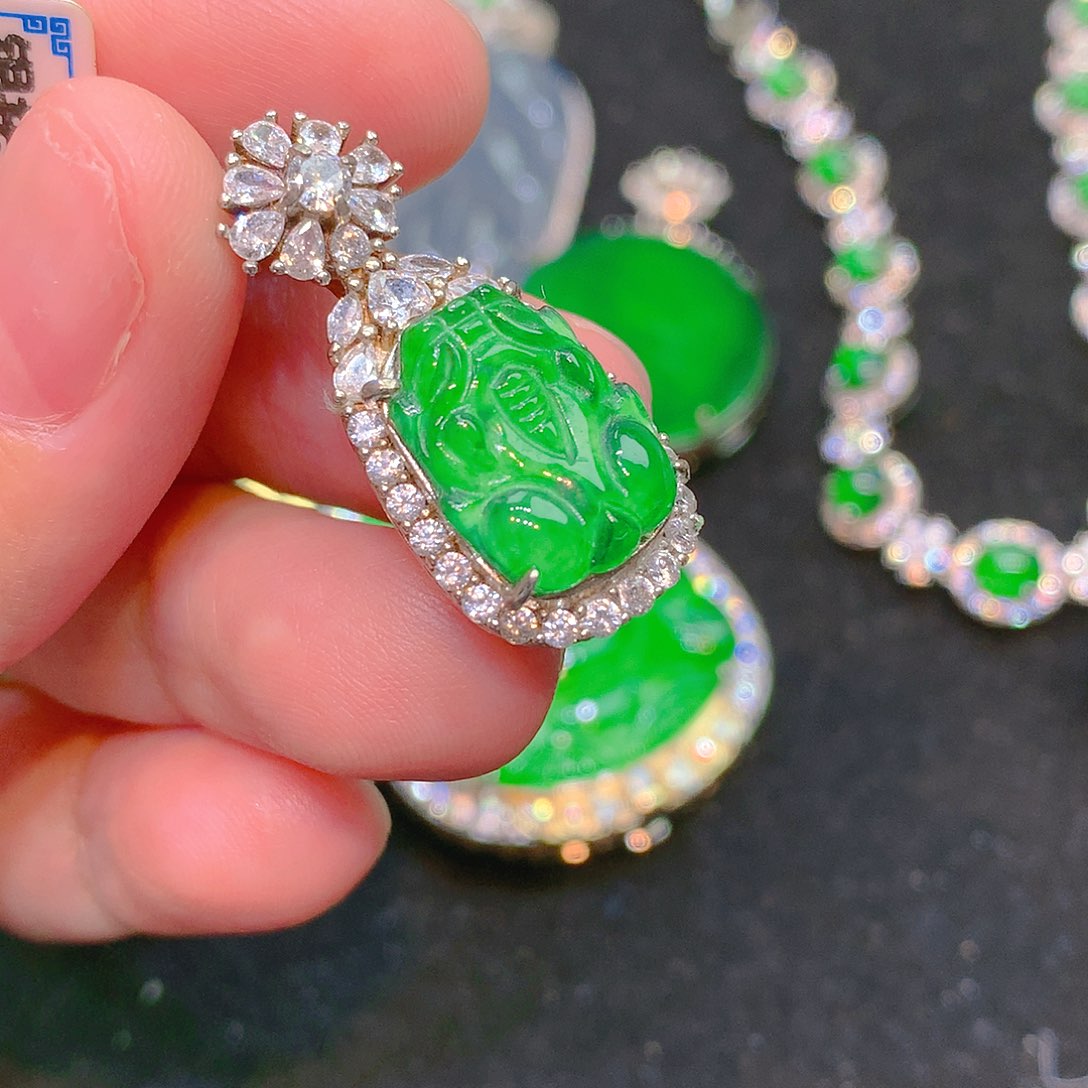 吊坠(不含链)银S925镶嵌翡翠翡翠