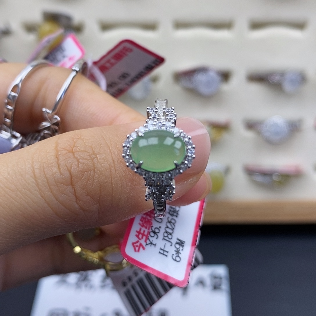 翡翠银S925镶嵌戒指