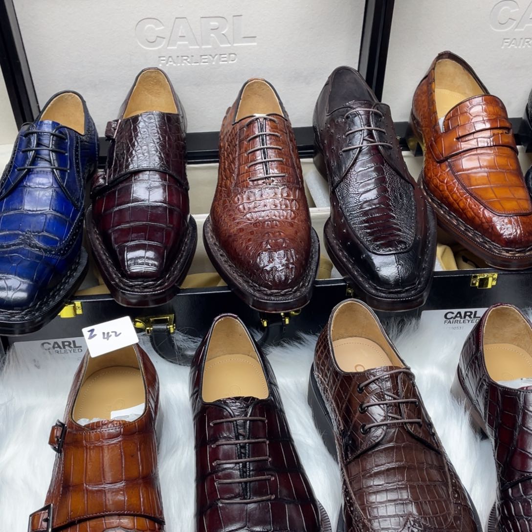 及***雨固特异意大利手工鞋鳄鱼皮