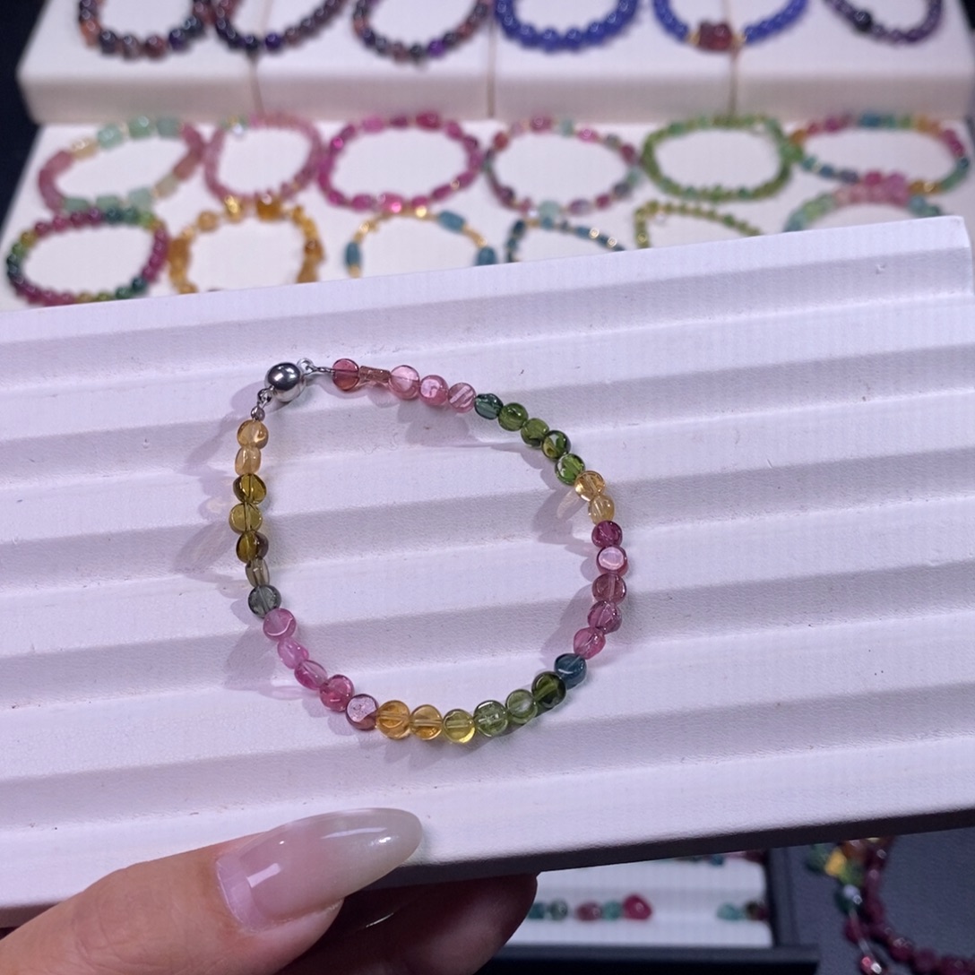 碧玺手链未镶嵌碧玺小圆饼