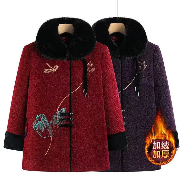 中老年女装老太太婆婆加绒加厚奶奶冬装879