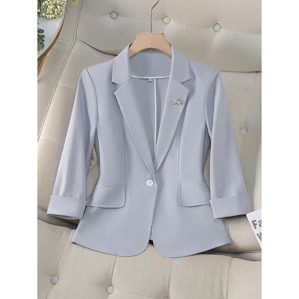 Y43高级感七分袖夏季薄款上衣2025新款小个子休闲西服