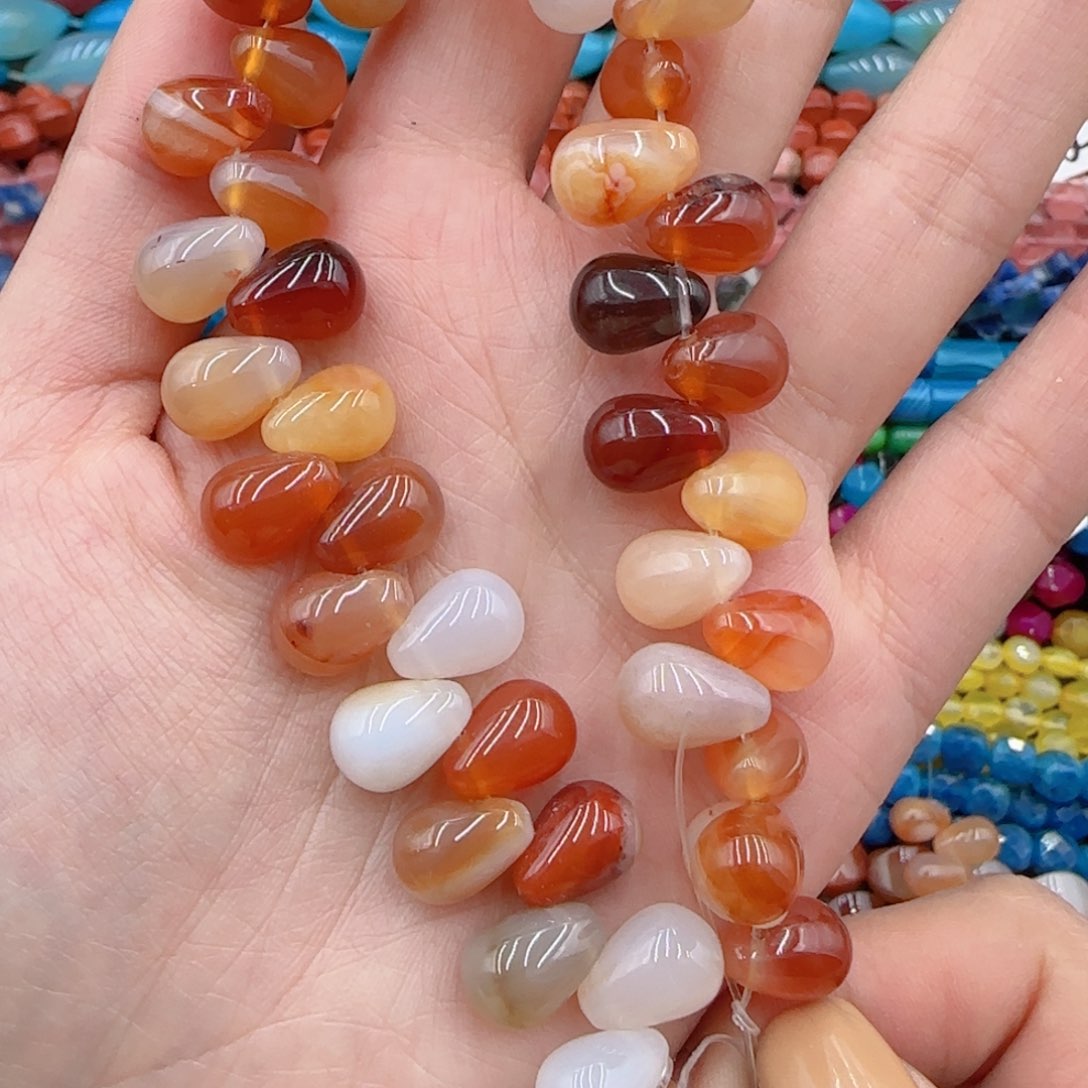 玛瑙/玉髓珠宝半成品未镶嵌红玛瑙水滴一条