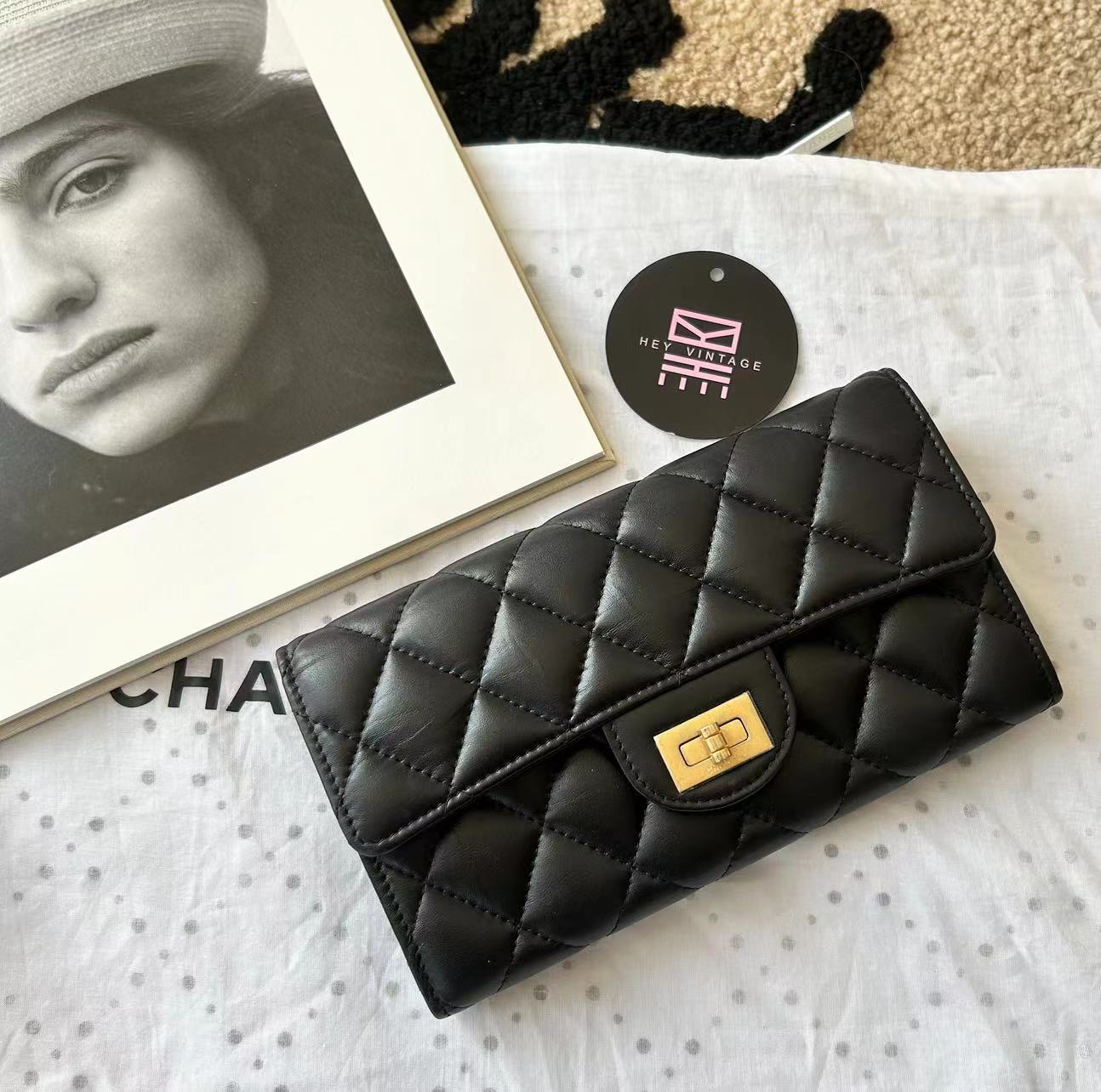 95新 Chanel/香奈儿 黑金2.55长款钱包 25开 11709394