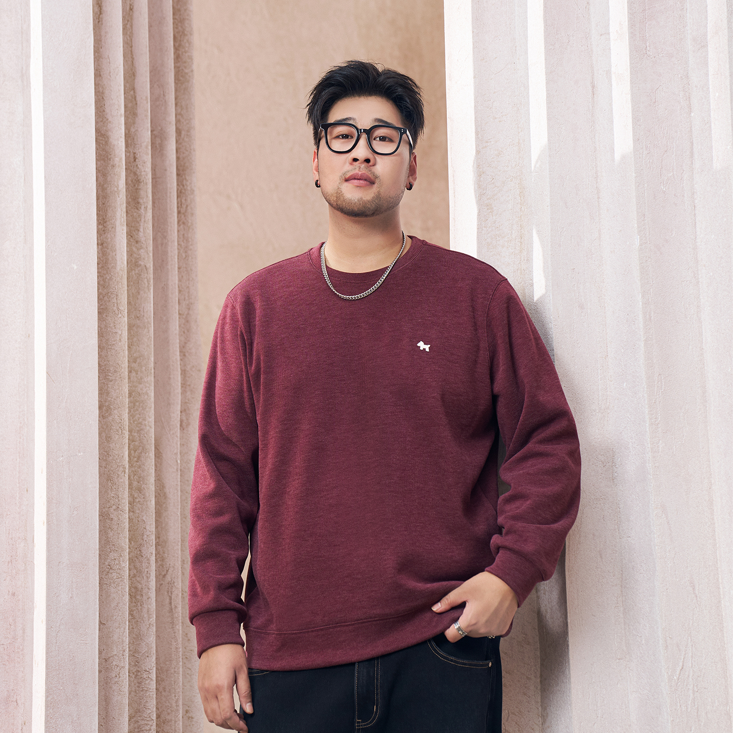 【加绒加厚】森老板高级感大码男装冬季保暖卫衣男士休闲宽松长袖男